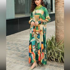PERFECT Summer maxi dress, oversized, green,white, printed, great quality